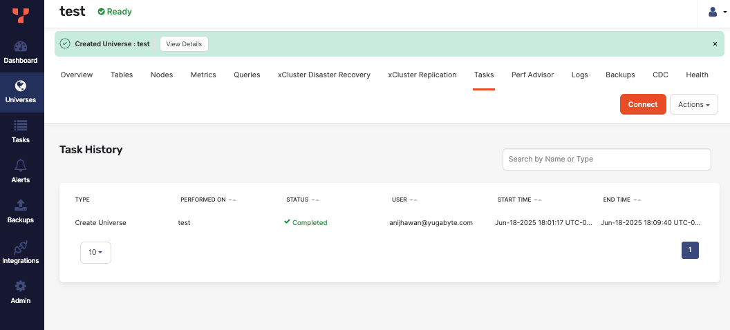 Task history